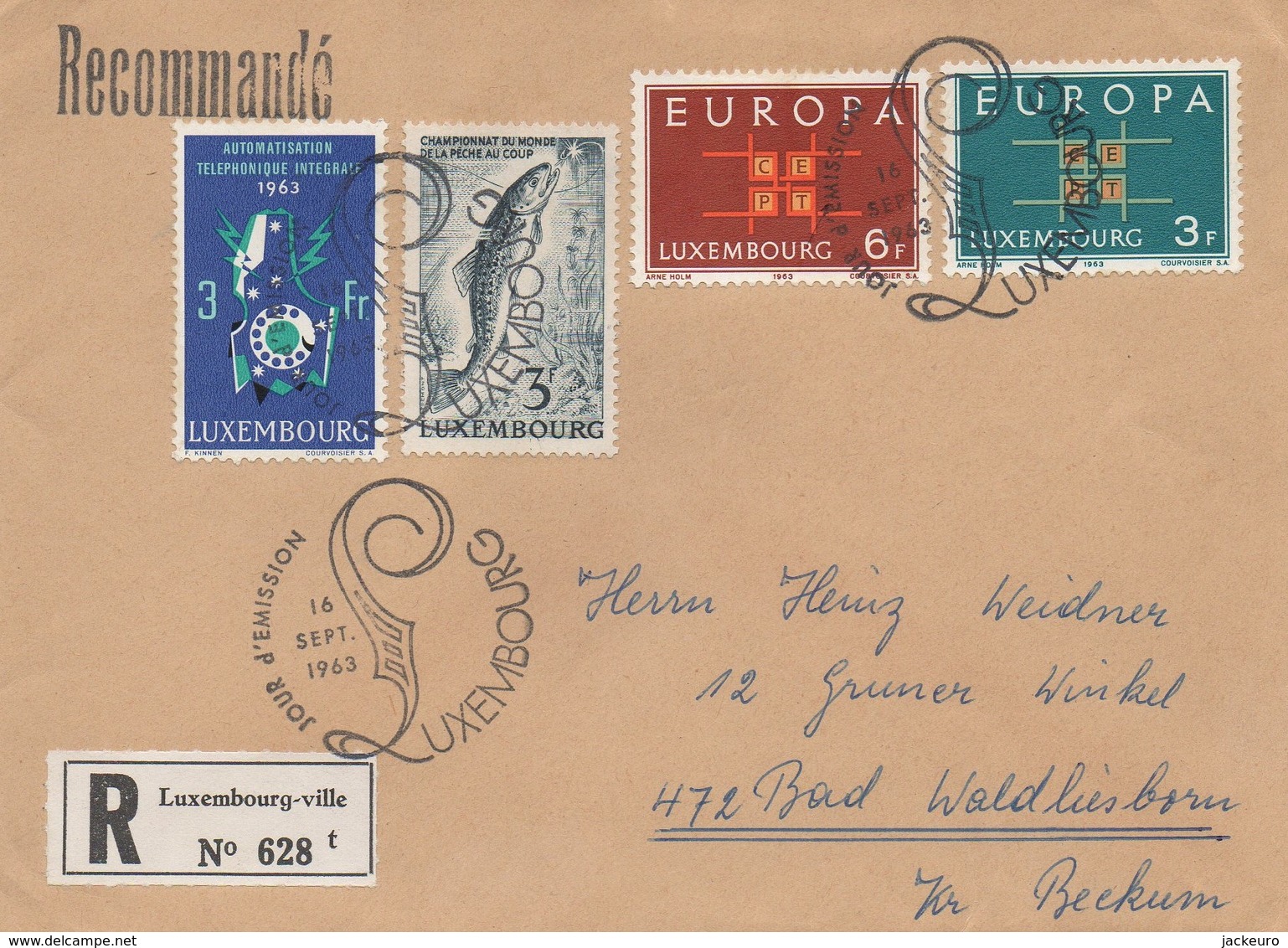 RE6   FDC Recommandé Europa 1963    TTB - Briefe U. Dokumente