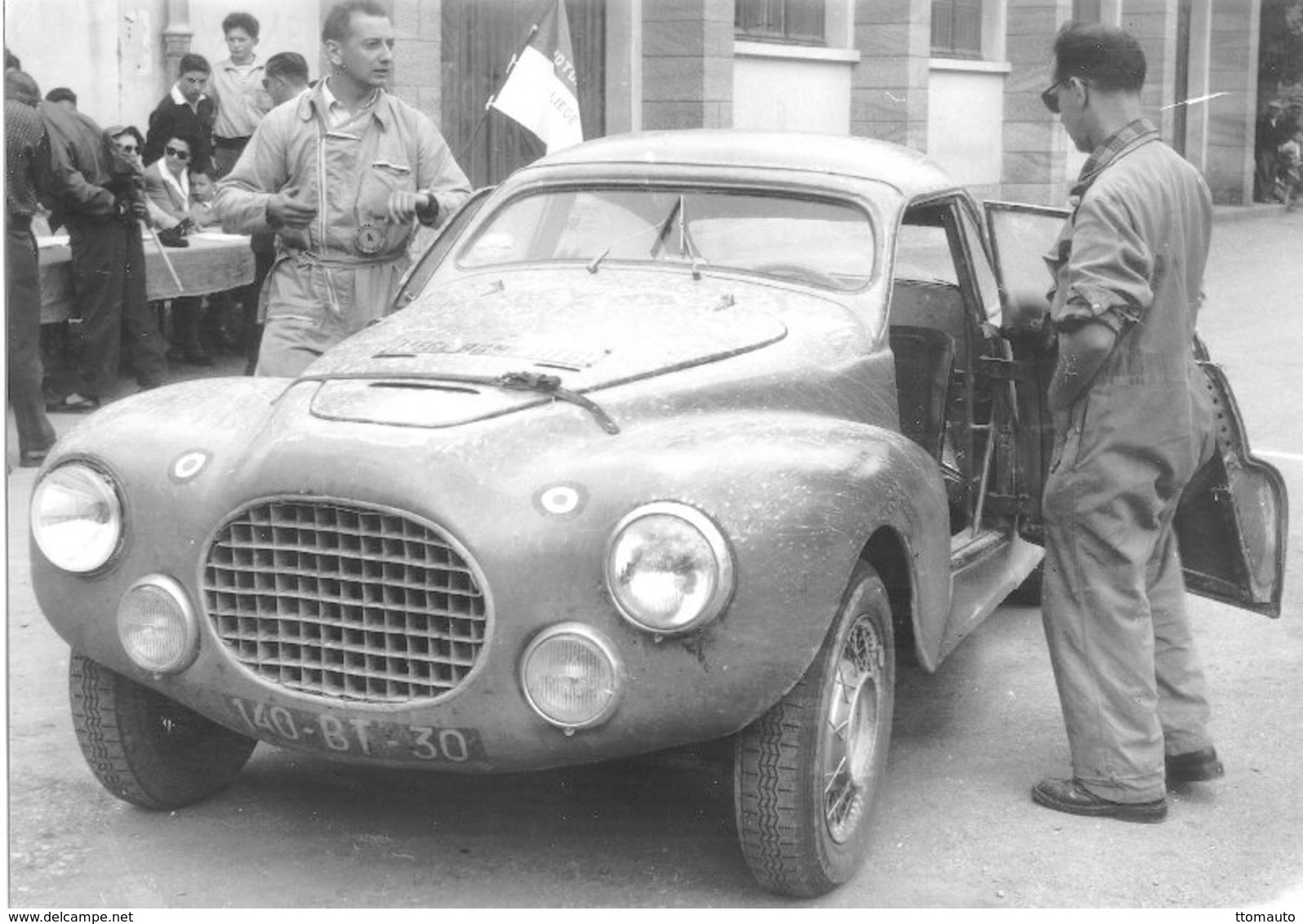 Liège-Rome-Liège Rally 1956  -  Peugeot 203 Speciale  -  Pilote: Paul Guiraud -  15x10cms PHOTO - Rallyes