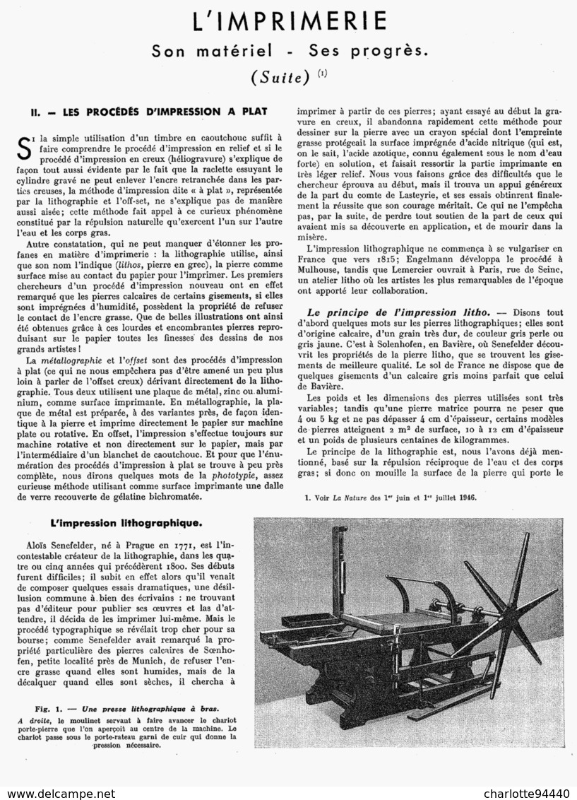 L'IMPRIMERIE Son MATERIEL Et Ses PROGRES  1947 (2 ) - Other & Unclassified
