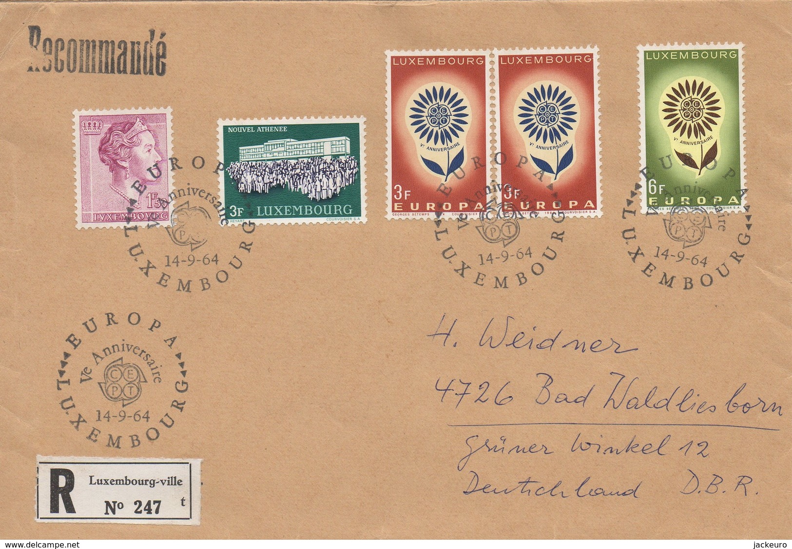 RE8   FDC Recommandé Europa 1964    TTB - Lettres & Documents