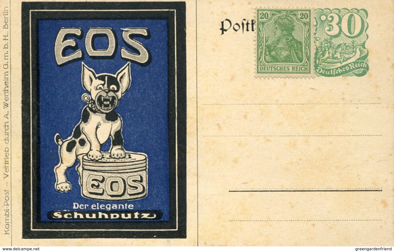 39478 Germany Reich,stationery Card 30pf+ Showing A Private Advertising, EOS Der Elegante Schuhputz,Dog,hund,chien - Autres & Non Classés