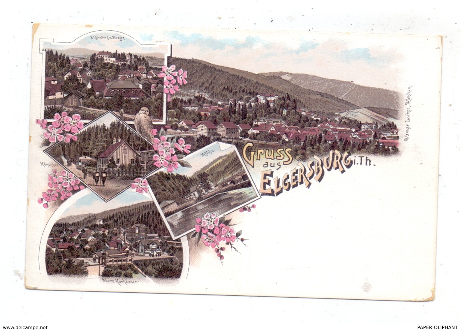 0-6303 ELGERSBURG, Lithographie, Mühle, Mönchhof, Gesamtansicht.... - Elgersburg