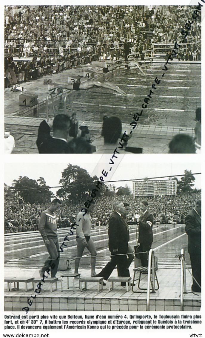 NATATION : PHOTO (1952), JEUX OLYMPIQUES, HELSINKI, JEAN BOITEUX REMPORTE LA MEDAILLE D'OR DU 400 METRES NAGE LIBRE - Collections