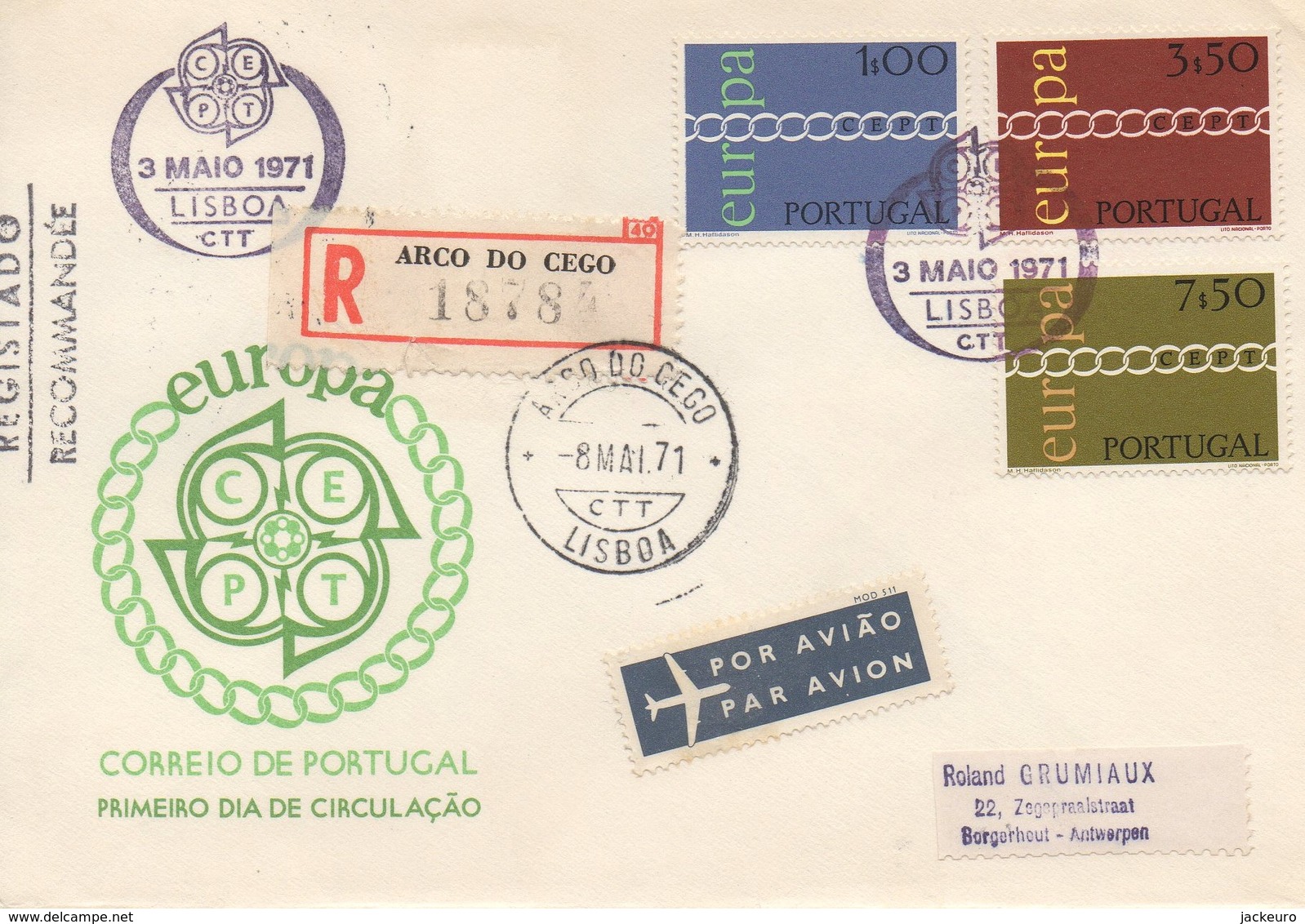 RE14   FDC Recommandé Europa 1971     TTB - Cartas & Documentos