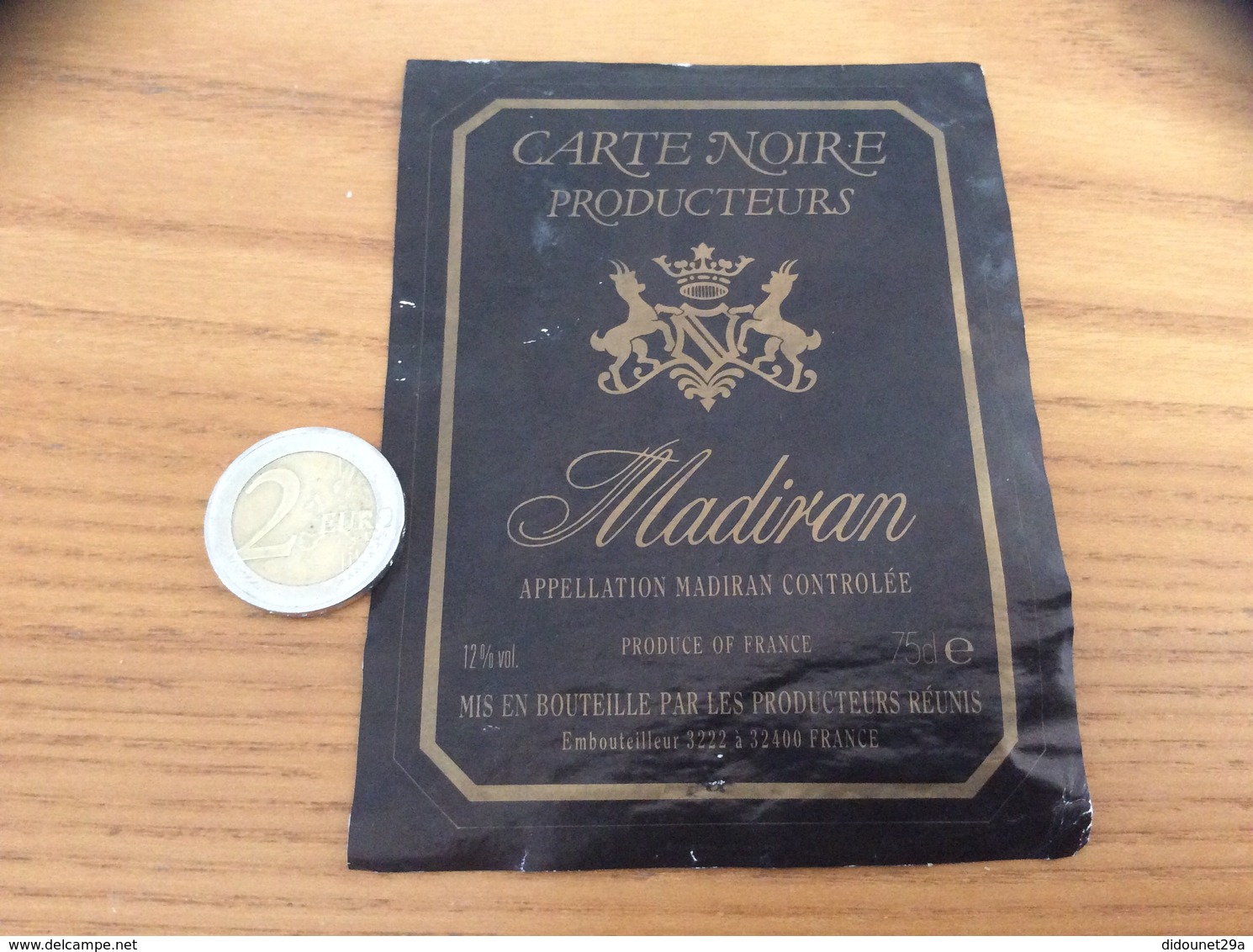 étiquette De Vin « MADIRAN - CARTE NOIRE PRODUCTEURS (32) » - Madiran