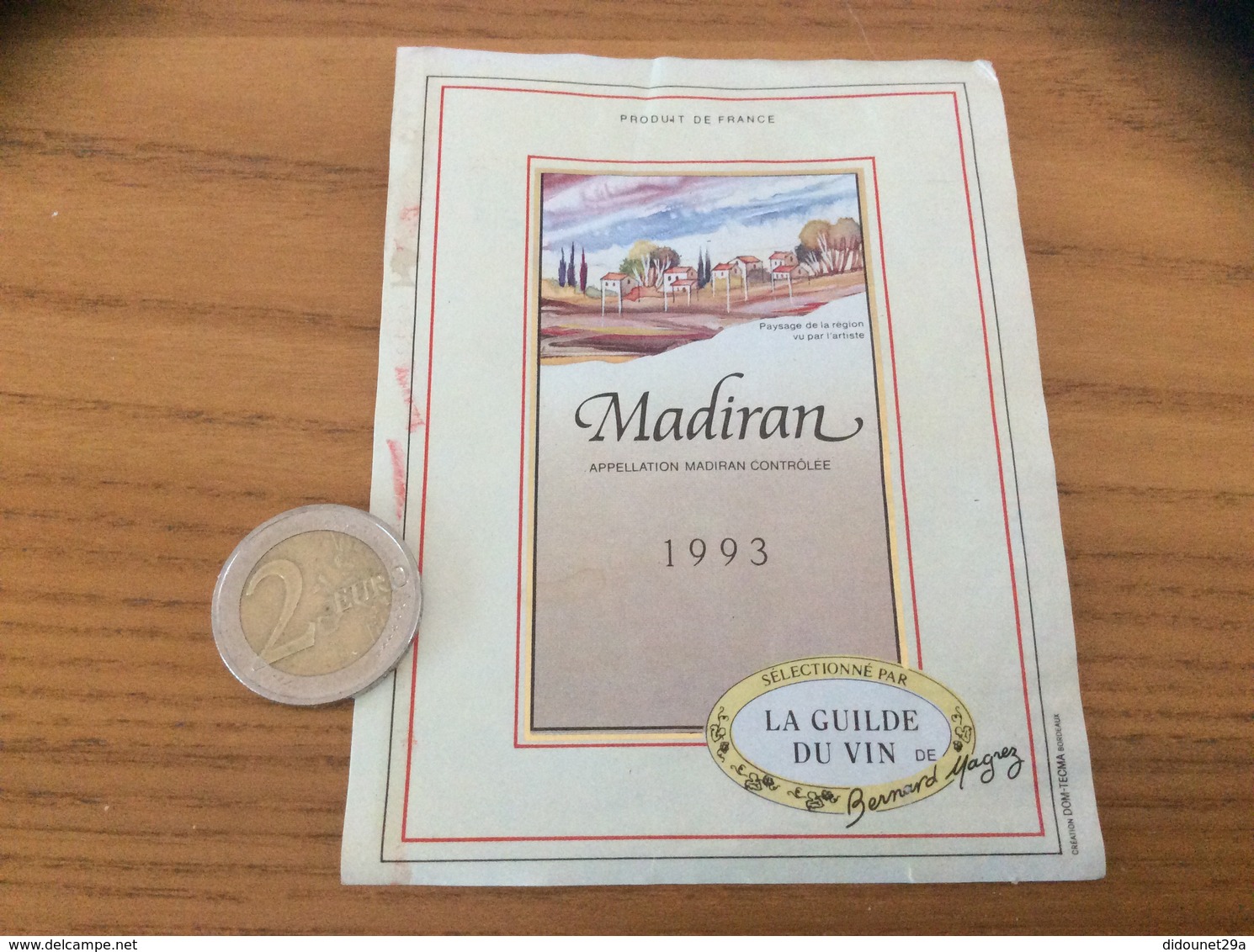 étiquette De Vin « MADIRAN - La Guilde Du Vin - Bernard Magrez » 1993 - Madiran