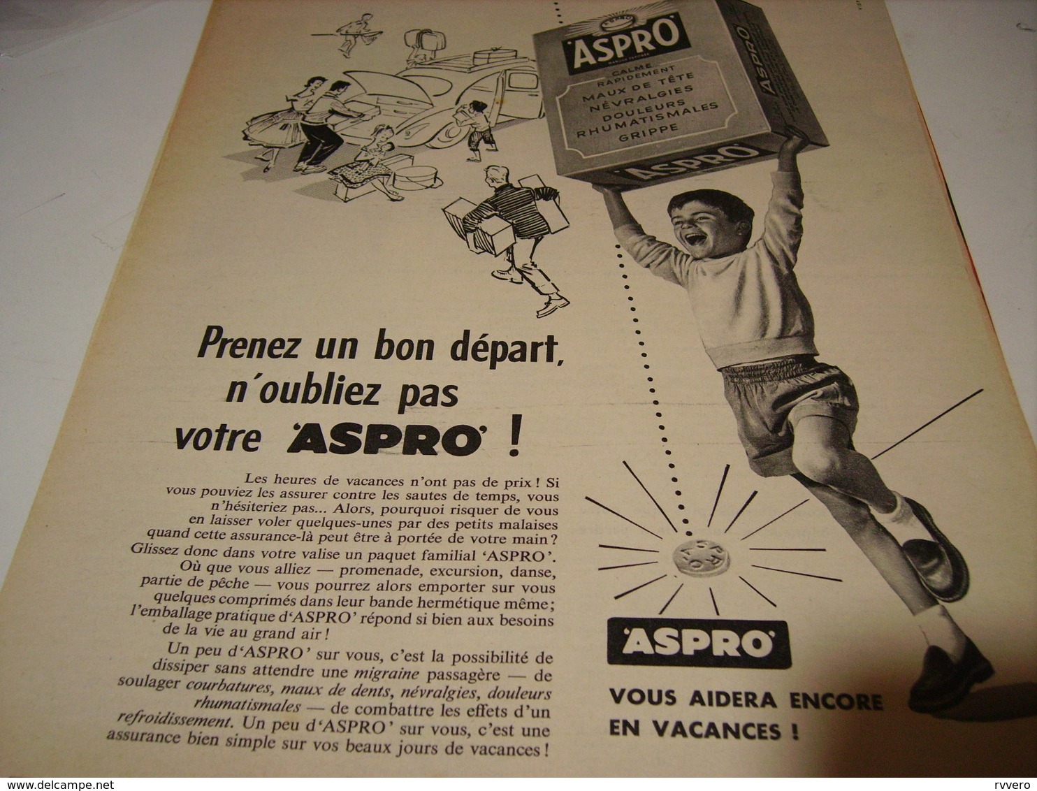 ANCIENNE PUBLICITE PRENEZ UN BON DEPART  MEDICAMENT ASPRO 1958 - Altri & Non Classificati