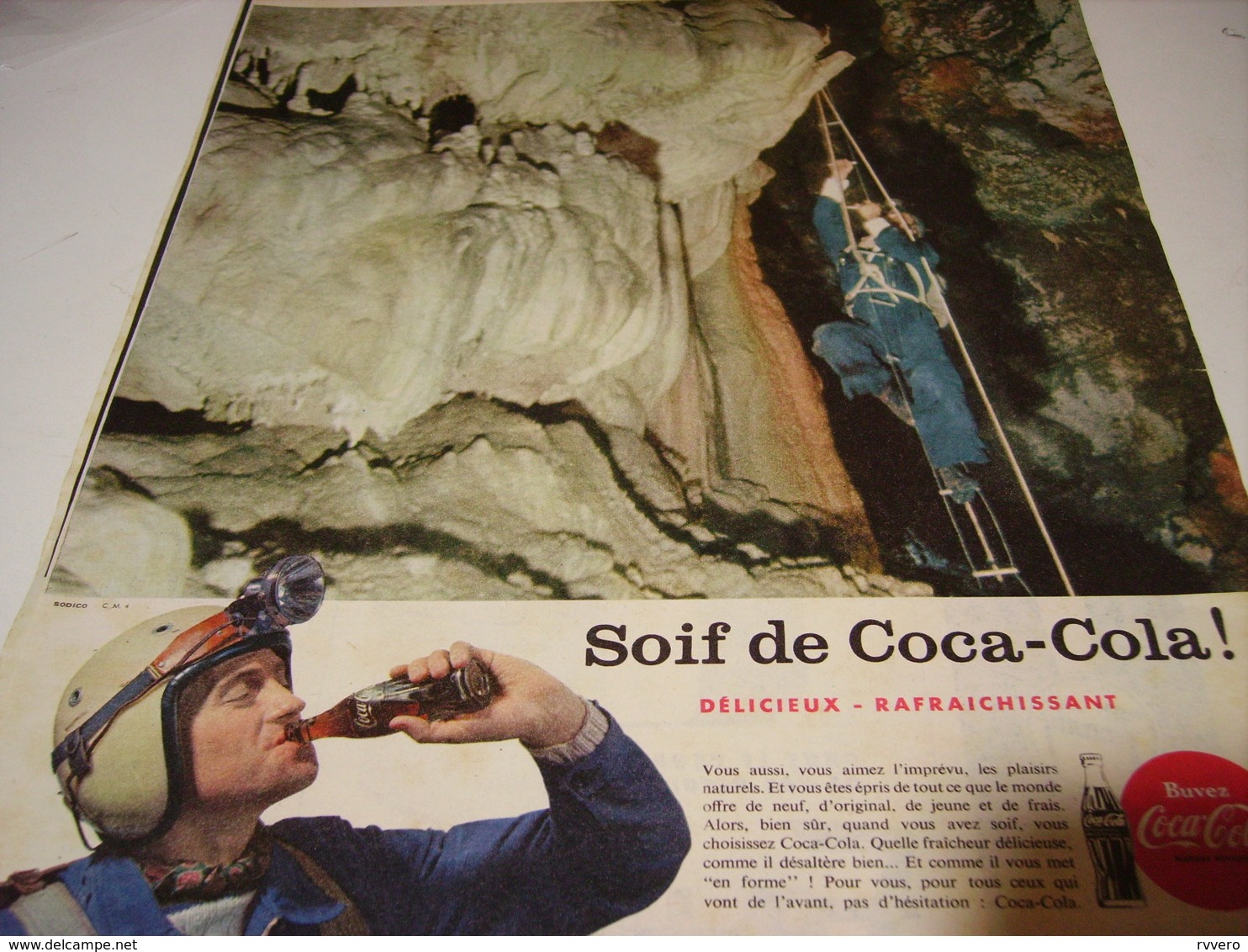 ANCIENNE PUBLICITE SPELEO SOIF DE  COCA COLA 1958 - Affiches