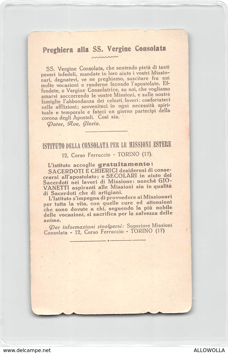 1744 " SS. VERGINE CONSOLATA BENEDITE I BENEFATTORI DELLE MISSIONI " ORIGINALE - Santini