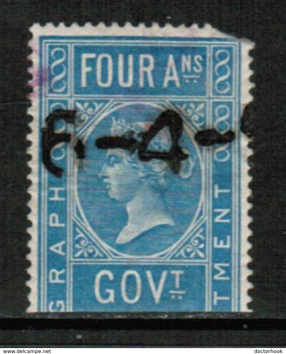 INDIA  Scott # UNLISTED 4 Annas Telegraph Stamp USED 1 "AS IS" (Stamp Scan # 426) - 1858-79 Crown Colony