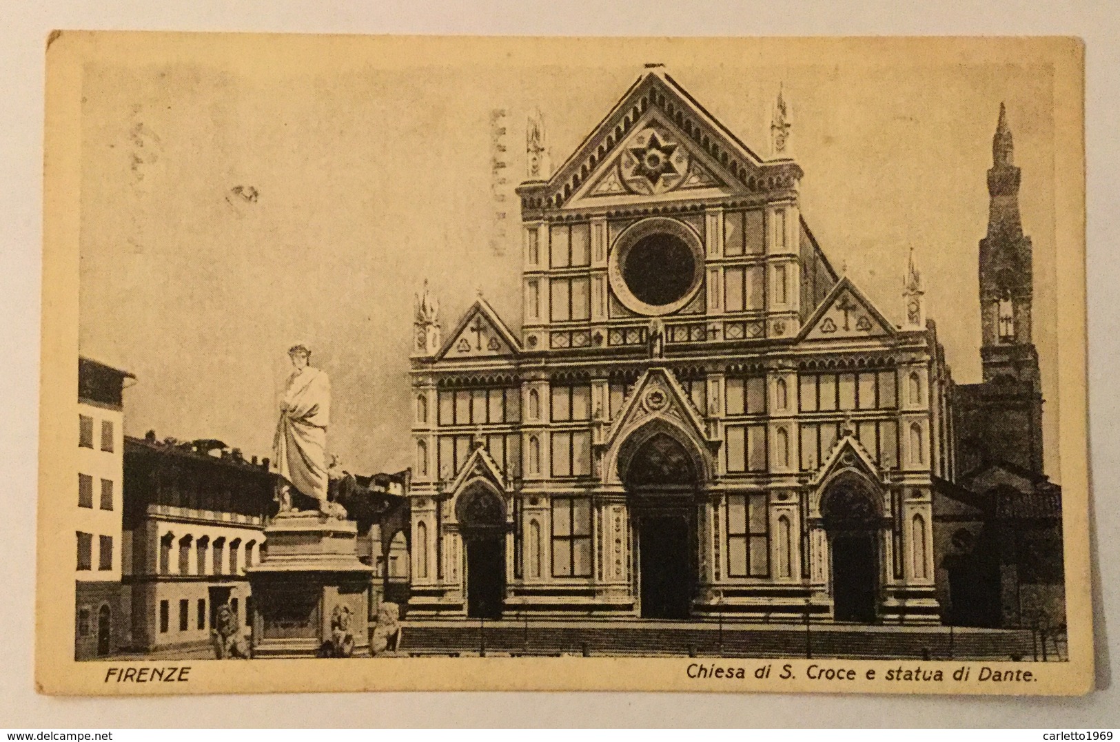 FIRENZE - CHIESA DI S.CROCE E STATUA DI DANTE  VIAGGIATA FP - Firenze