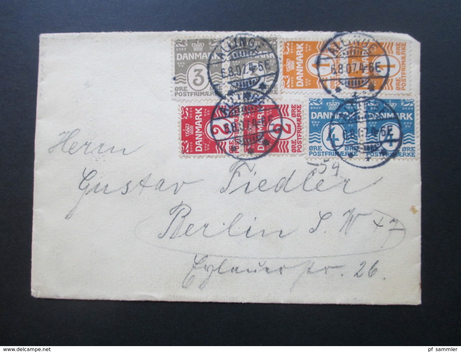 Dänemark 1907 Freimarken MiF / Vier - Farben - Frankatur Allinge Nach Berlin Mit AK Stempel - Lettres & Documents