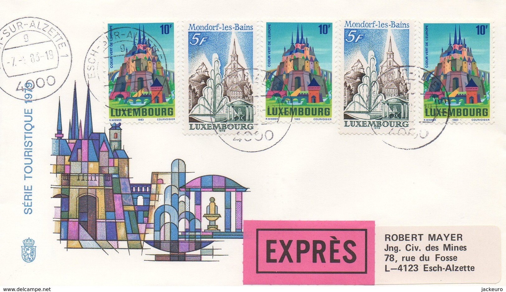 RE28   Exprès Coeur Vert De L'Europe + Mondorf-les-Bains 1983   TTB - Storia Postale