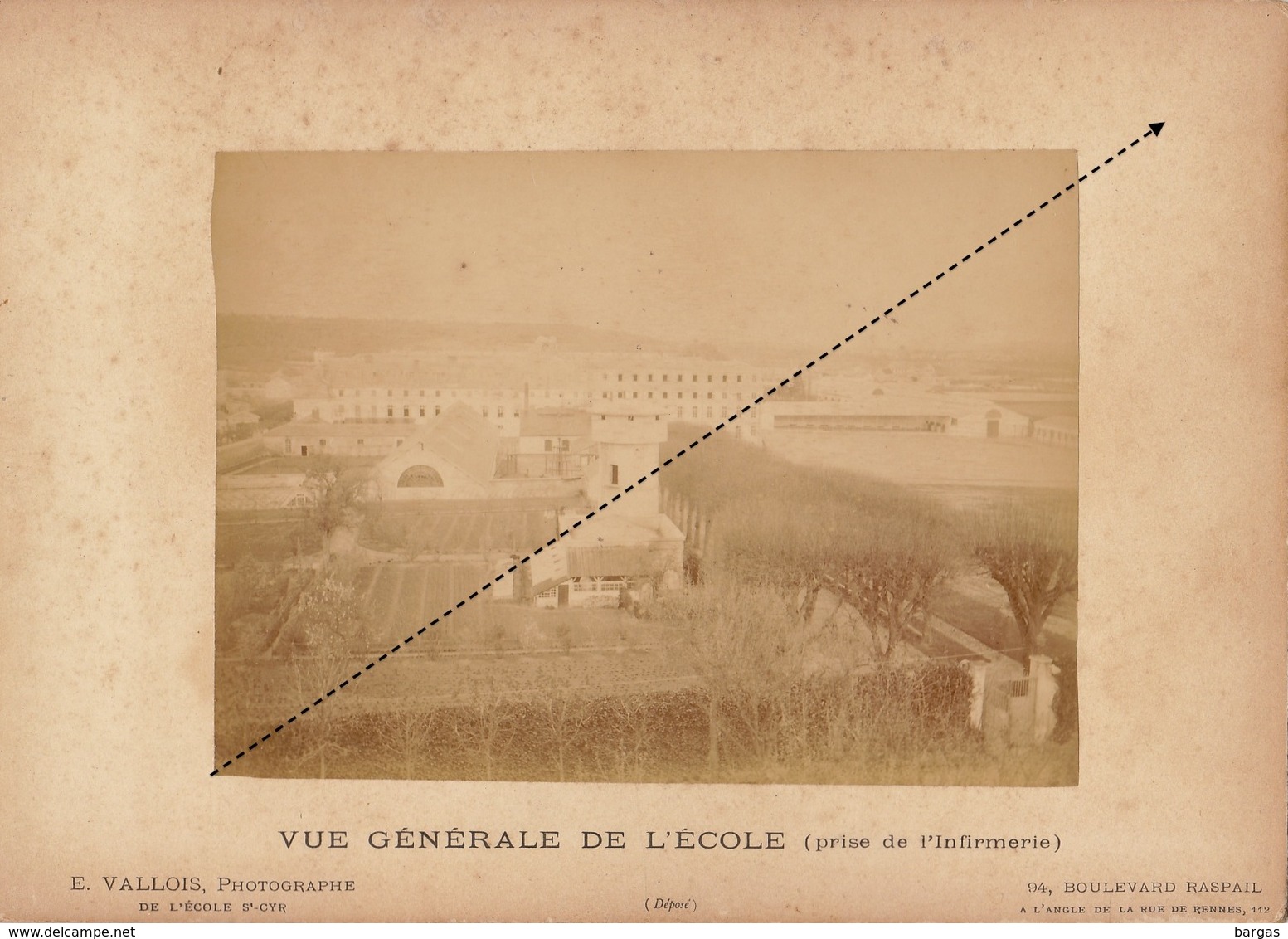 1887 Rare Photo Sur Carton De L'école Spéciale Militaire De Saint Cyr Pae E. Vallois Vue Générale De L'infirmerie - Krieg, Militär