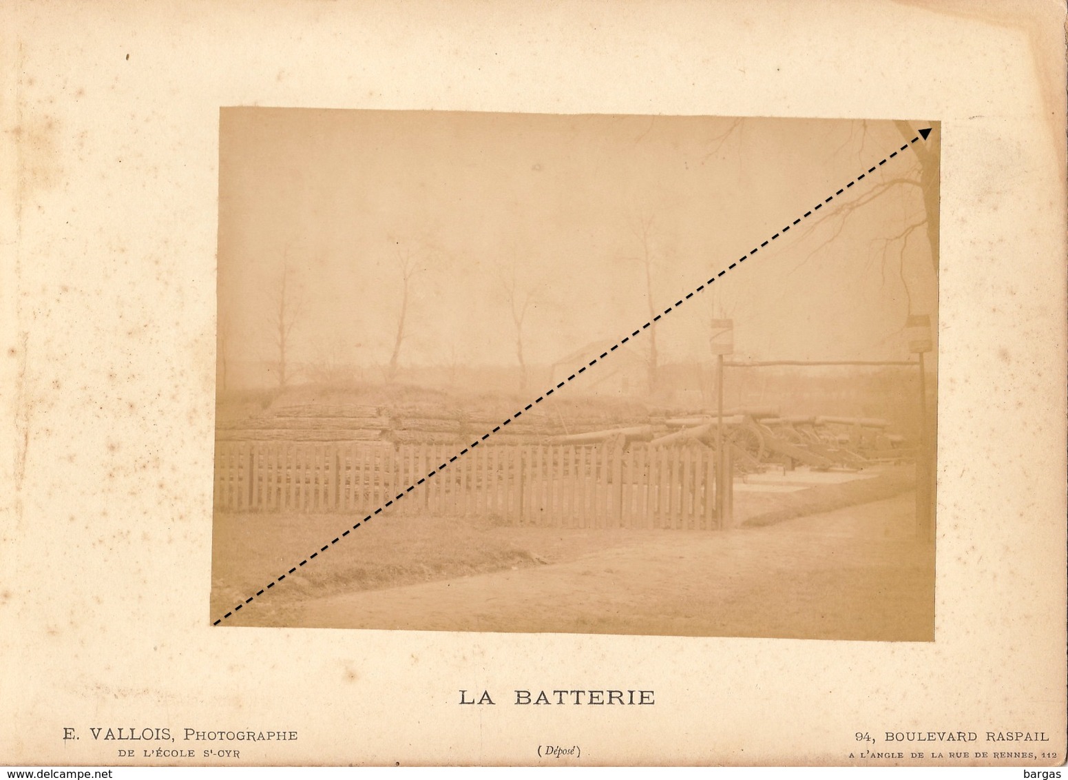 1887 Rare Photo Sur Carton De L'école Spéciale Militaire De Saint Cyr Par E. Vallois Batterie Canon - Guerre, Militaire