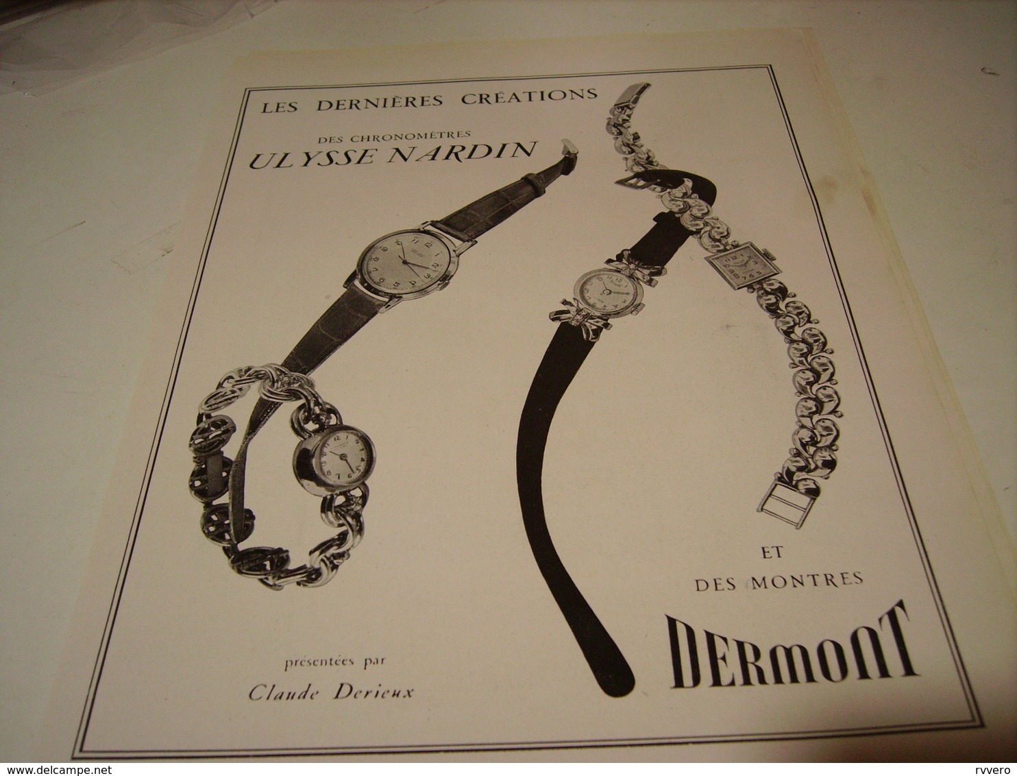 ANCIENNE PUBLICITE MONTRE DERMONT ET NARDIN  1950 - Affiches