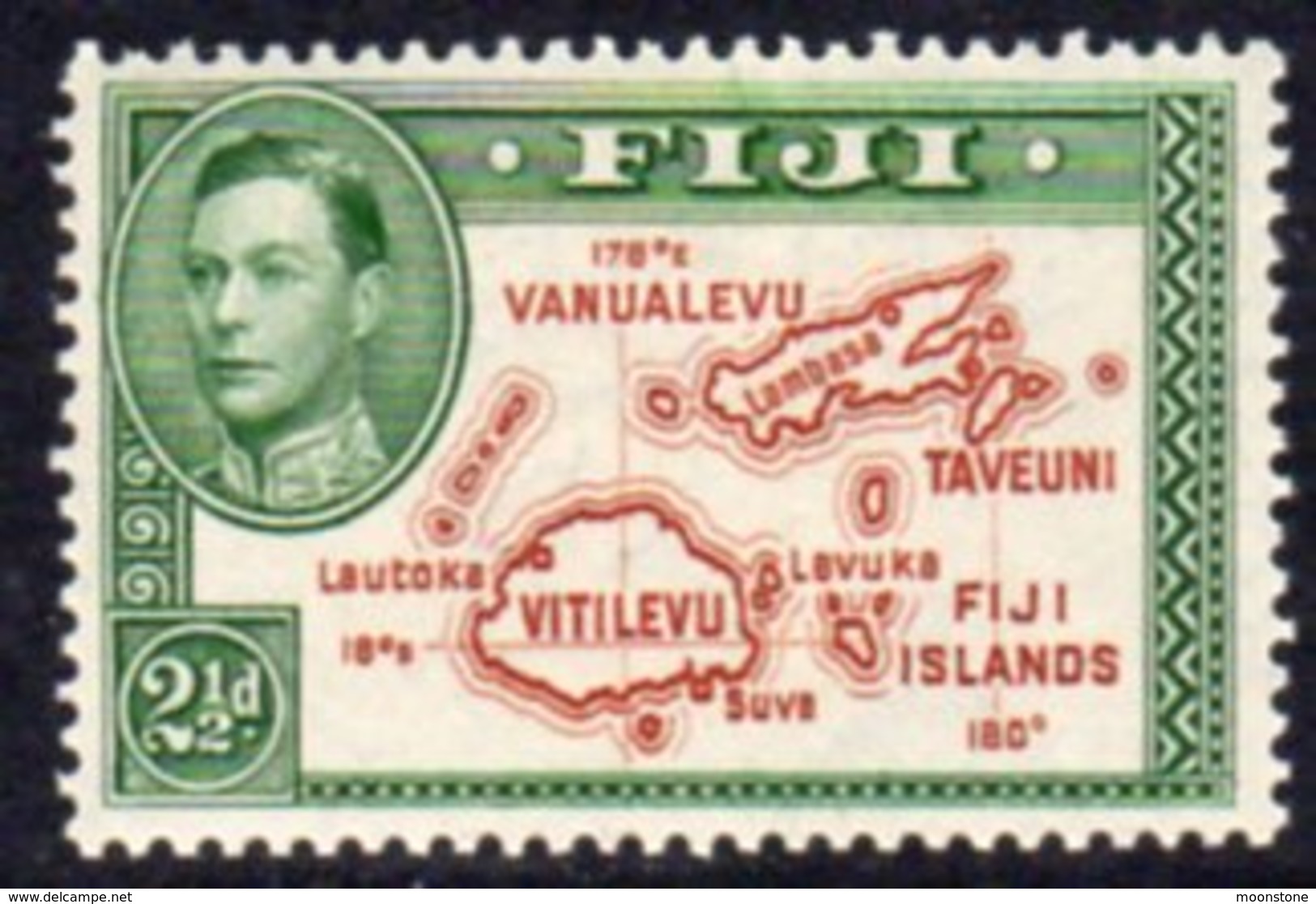 Fiji GVI 1938-55 2½d Brown & Green, Die II (with 180), P.14, Hinged Mint, SG 256 - Fiji (...-1970)