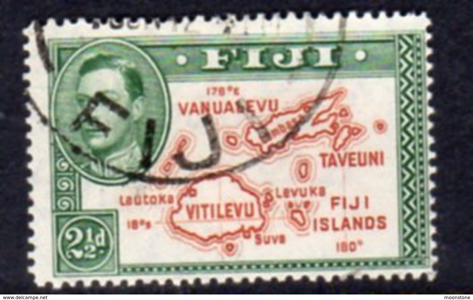 Fiji GVI 1938-55 2½d Brown & Green, Die II (with 180), P.14, Used, SG 256 - Fiji (...-1970)