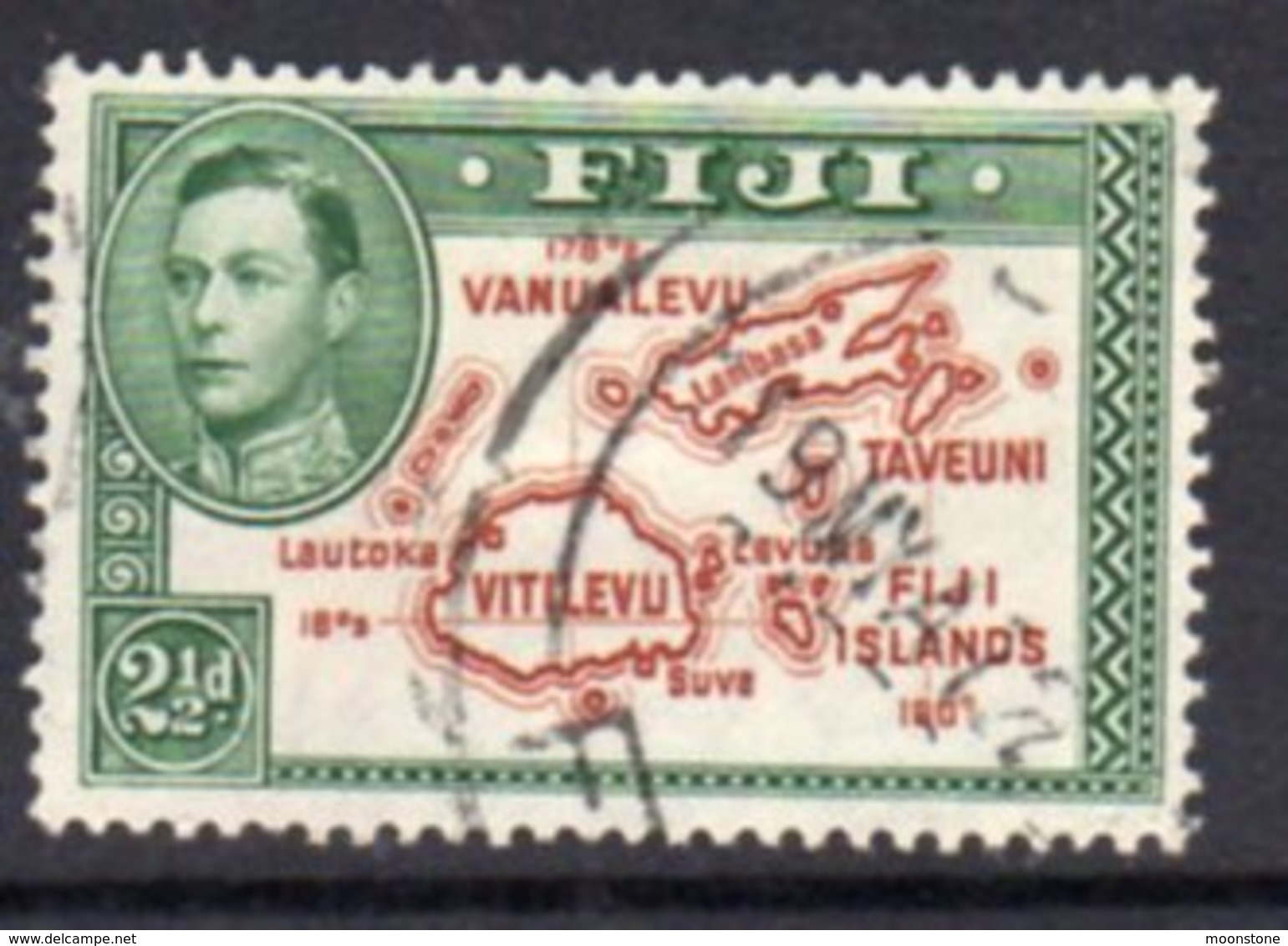 Fiji GVI 1938-55 2½d Brown & Green, Die II (with 180), P.13½, Used, SG 256b - Fiji (...-1970)