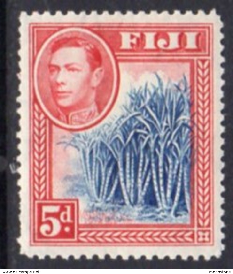 Fiji GVI 1938-55 5d Blue & Scarlet, P.12½, Hinged Mint, SG 258 - Fiji (...-1970)