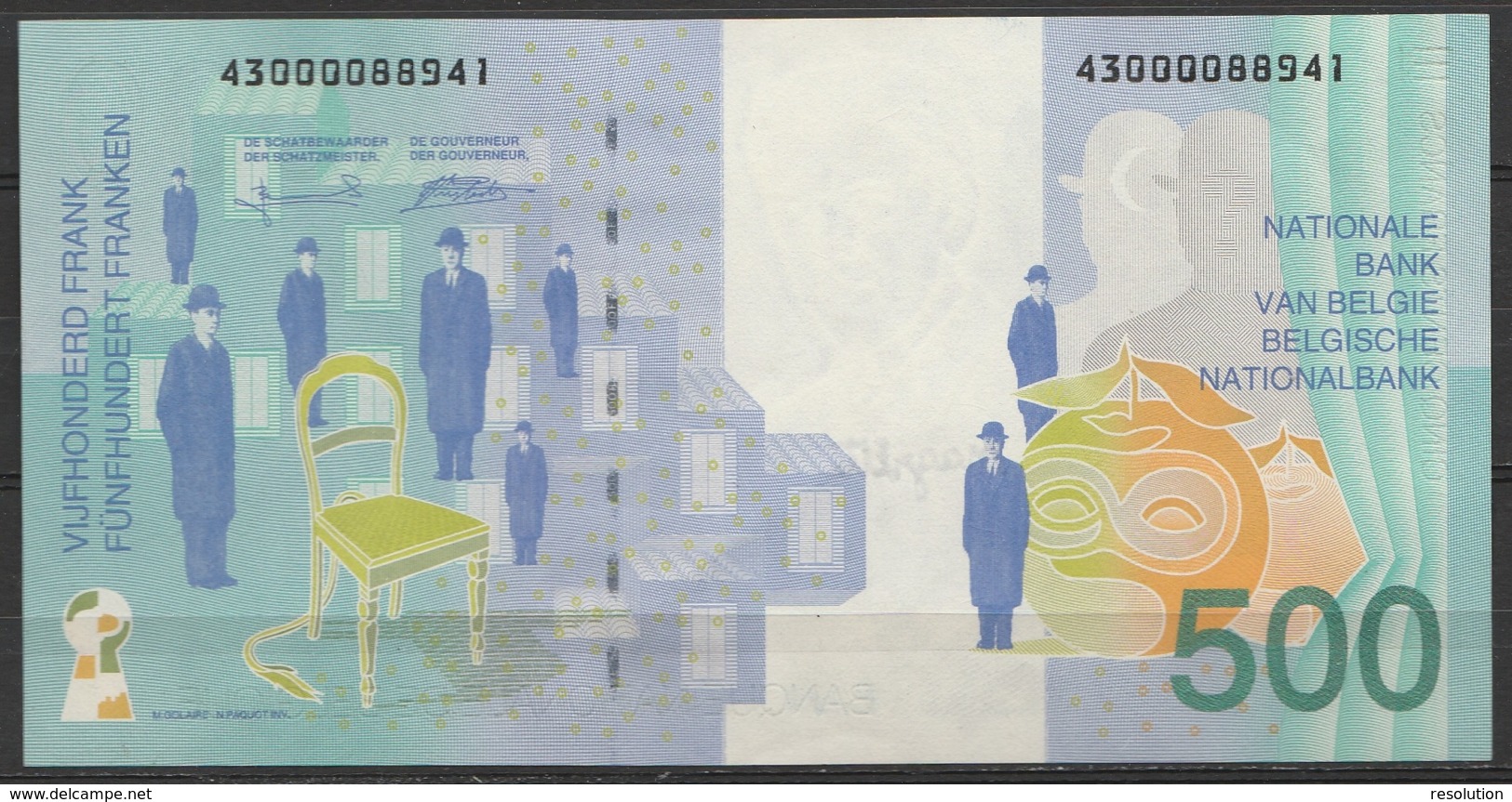 Billet 500 Francs Belge René Magritte UNC - 500 Francs