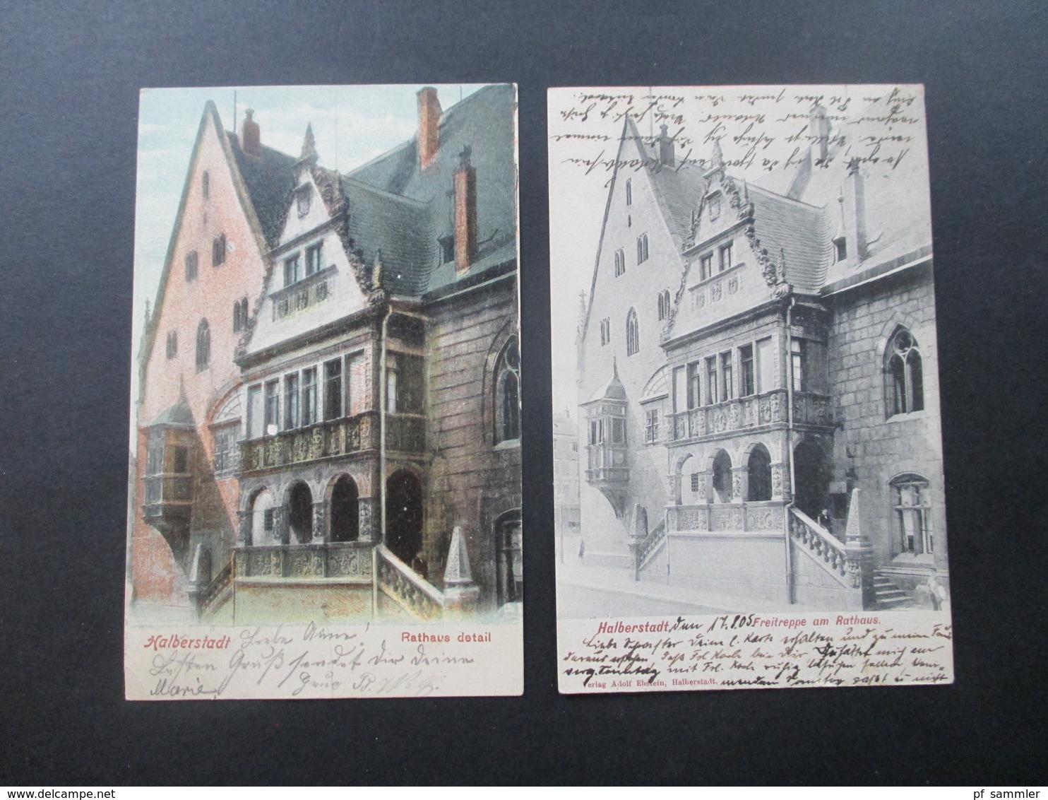 2 AK Halberstadt Mit Ansicht Des Rathaus / Freitreppe 1904 Und 1905 Gesendet Nach Wernigerode - Halberstadt