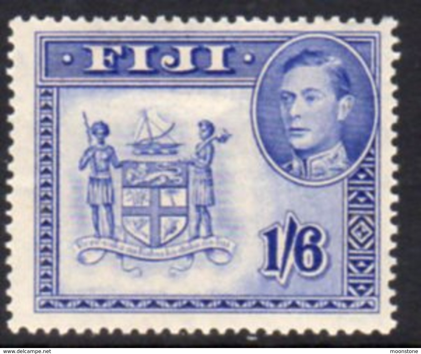 Fiji GVI 1938-55 1/6d Ultramarine, P.14, Hinged Mint, SG 263a - Fiji (...-1970)