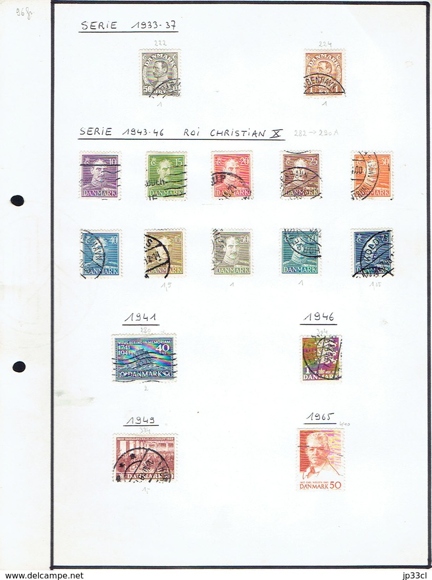 Small Collection Of 102 Stamps (o) From Denmark (from 1870 To 1965) (6 Scans) + 120 Doubles Or Unclassified - Lotes & Colecciones