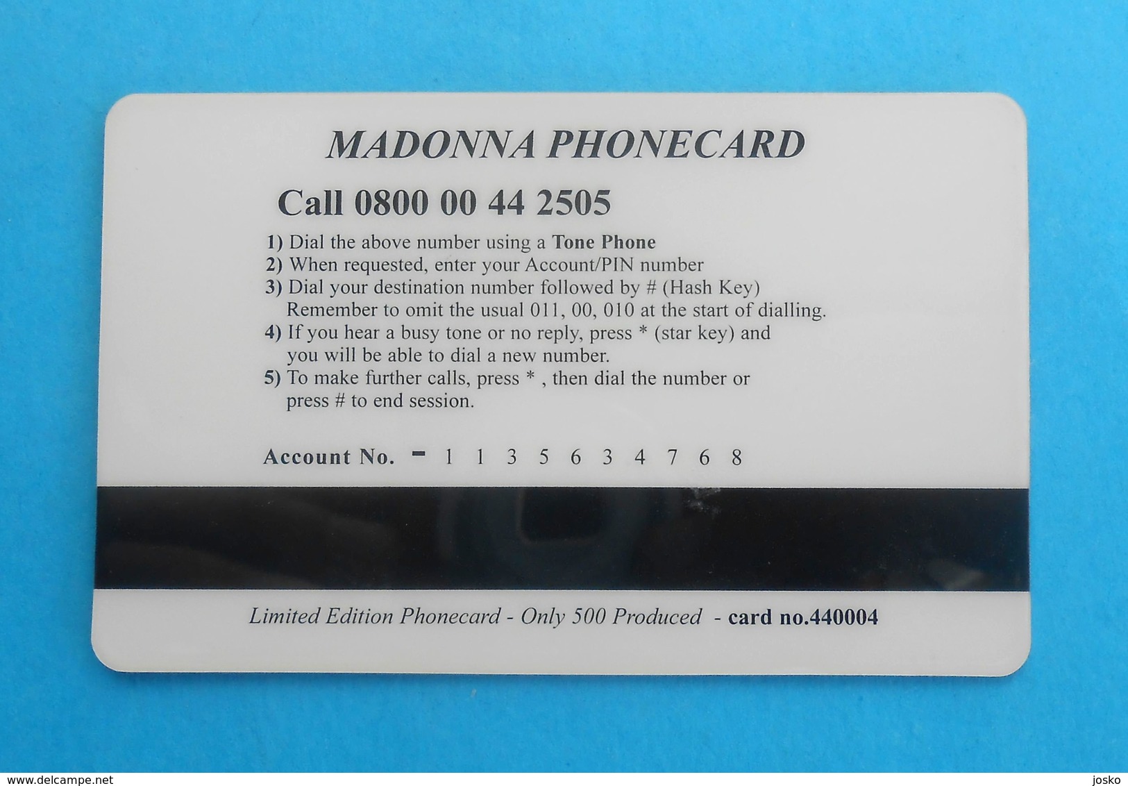 MADONNA  .... Nice Old And Rare Card , Only 500. Ex - Music