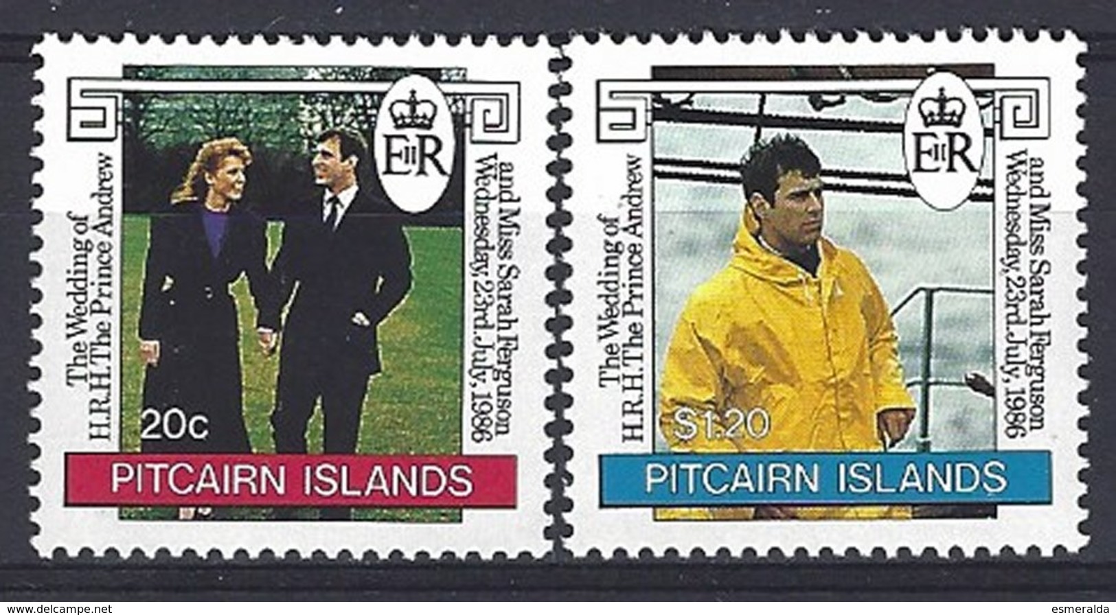 (Edel19) Pitcairn  Yv 273/4 Mariage Du Prince Andrew Et Miss Sarah Ferguson ** Mnh - Pitcairn