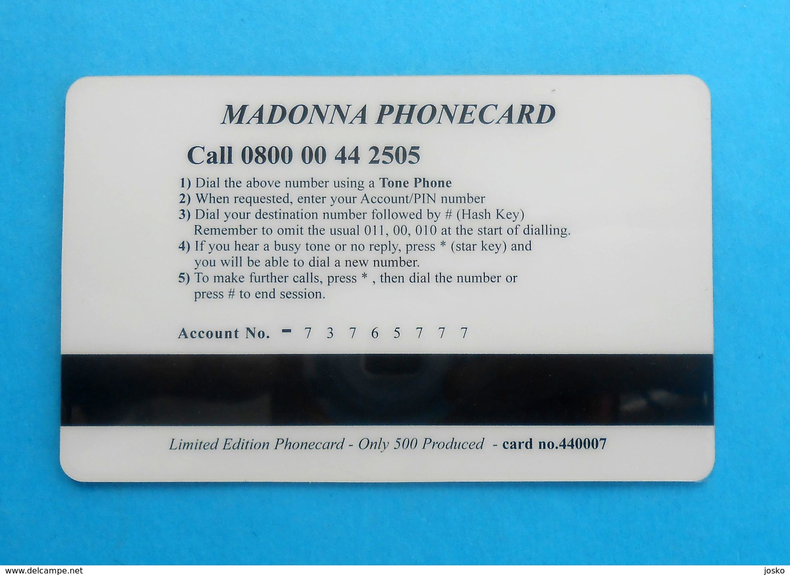 MADONNA  .... Nice Old And Rare Card , Only 500. Ex - Muziek