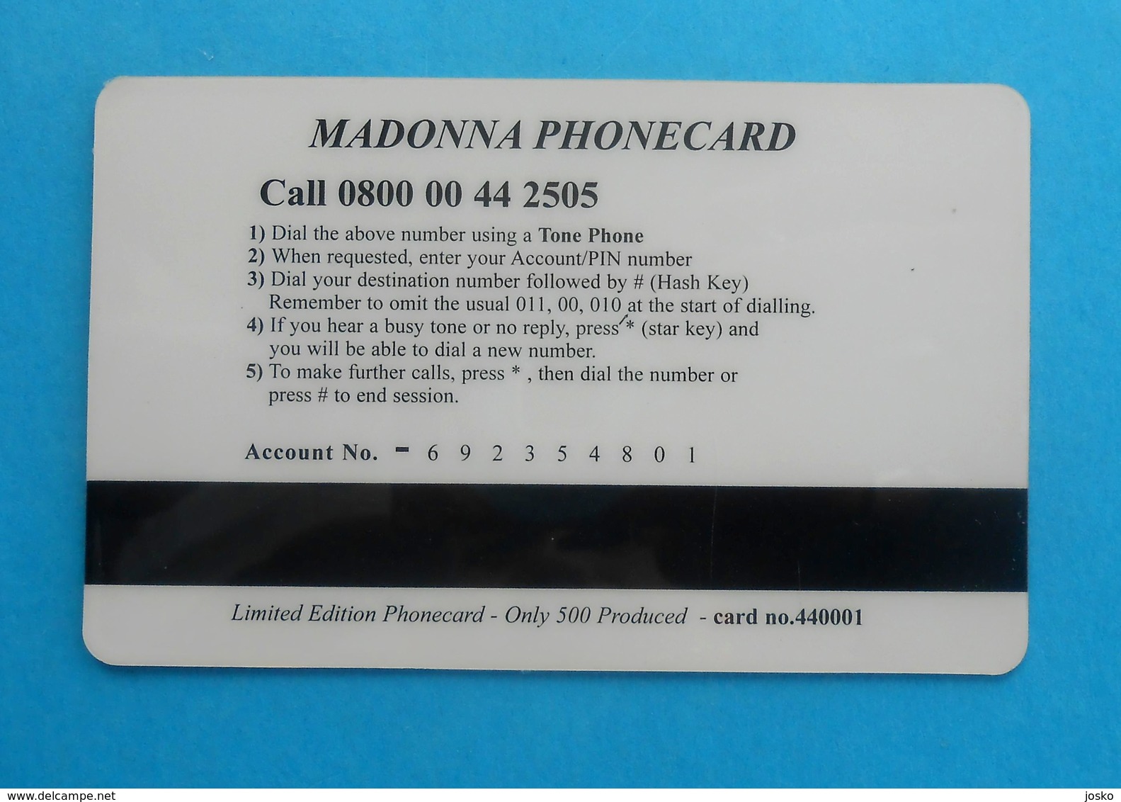 MADONNA  .... Nice Old And Rare Card , Only 500. Ex - Muziek