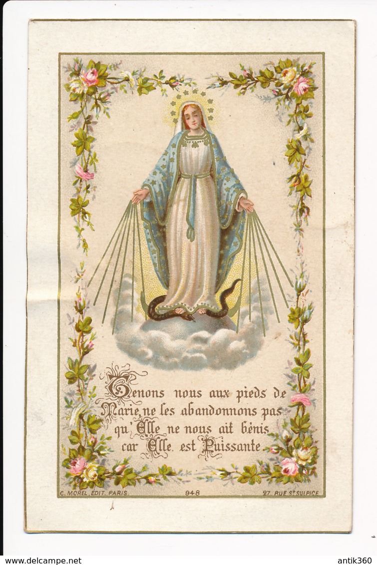 Image Pieuse Chromo Dorures Marie Tenons Nous Aux Pieds... - Morel éditeur N°948 - Holy Card - Images Religieuses