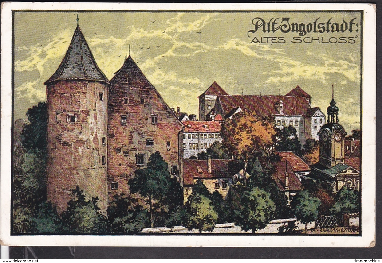 Alt Ingolstadt  Altes Schloss Bahnpost  " Pa - Re 2 " ( Passau -Regensburg ? ) 1915 - Ingolstadt