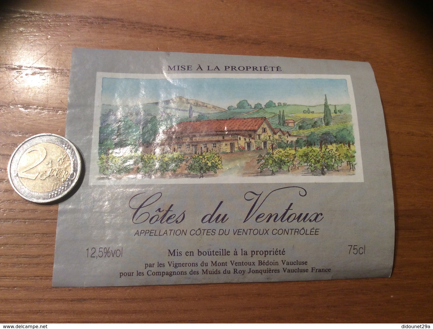 Etiquette De Vin «Côtes Du Ventoux - Vignerons Du Mont Ventoux - Bédoin (84) » - Côtes Du Ventoux