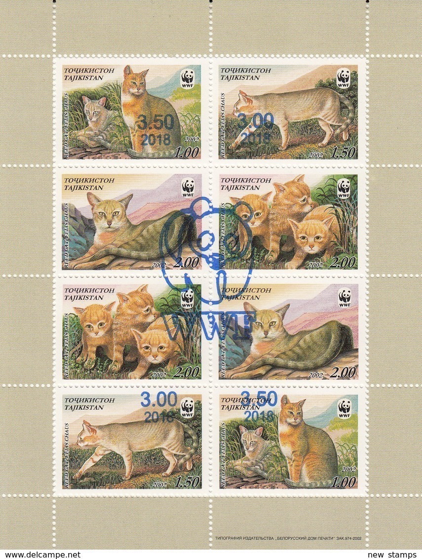 Tajikistan 2018 WWF Reed Cat OVPT On 2002 Minisheet MNH - Tajikistan