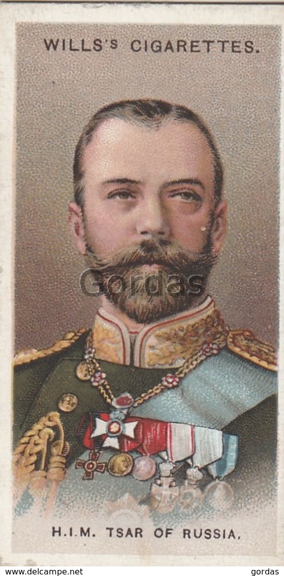 Russia - Tsar Nikolai II Romanov - Royal Family - No. 39 - Wills's Cigarettes - Allied Army Leaders - Russia