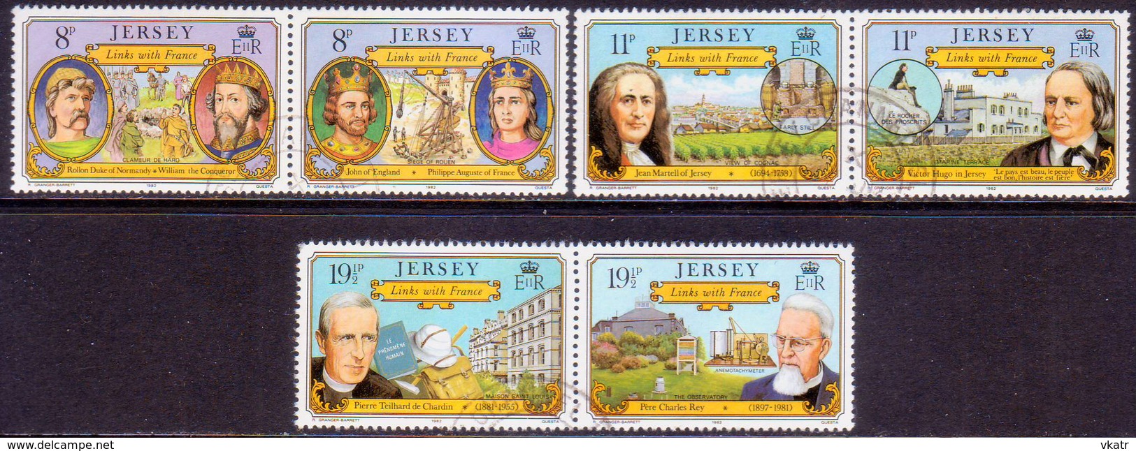 JERSEY 1982 SG #293a-97a Compl.set In 3 Horiz.pairs Used Links With France - Jersey