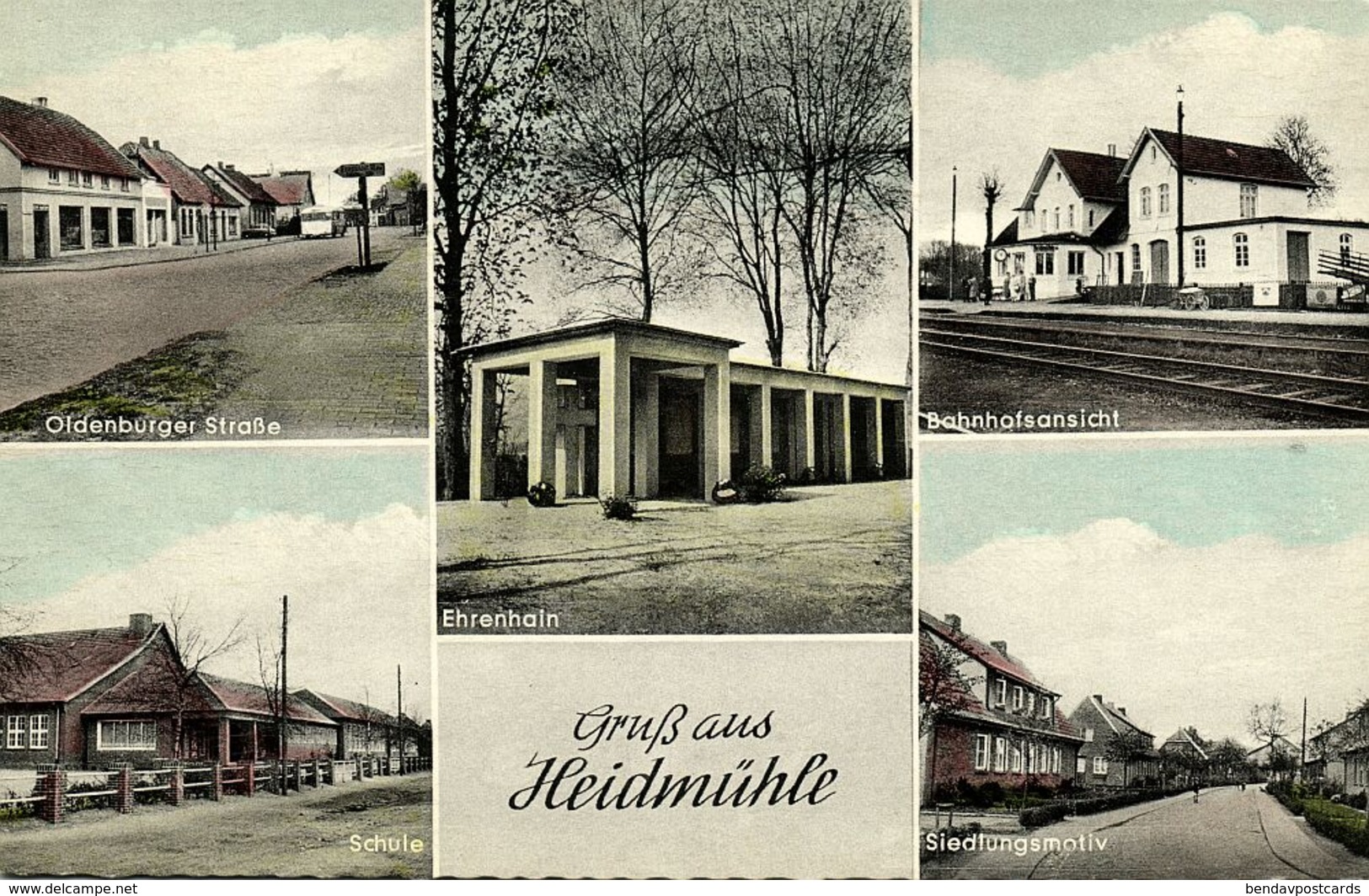 HEIDMÜHLE, Oldenburger Strasse, Schule, Bahnhof, Siedlung (1950s) AK - Oldenburg