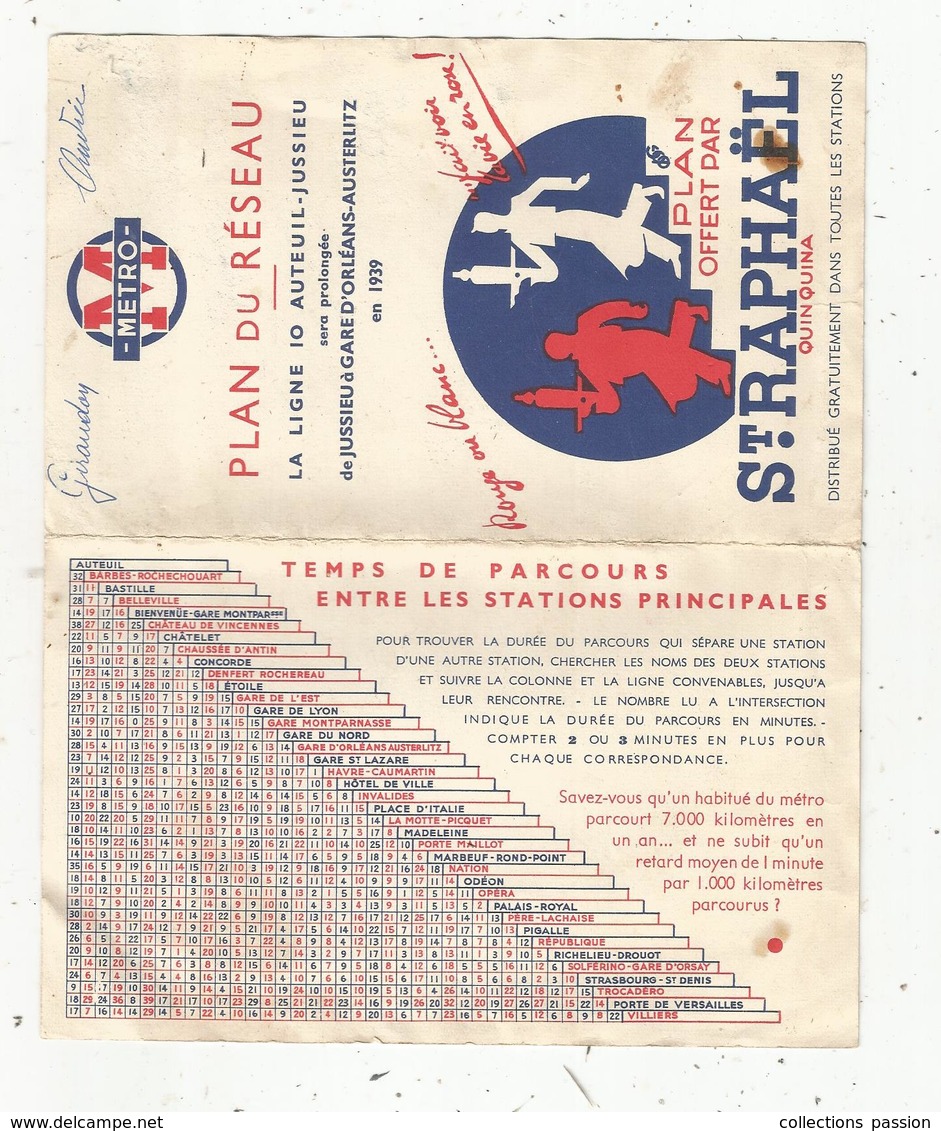 Plan Du Réseau , La Ligne 10 Auteuil-Jussieu Prolongée : Gare D'Orléans-Austerlitz ,METRO ,1939, 3 Scans, Frais Fr 1.45é - Europe