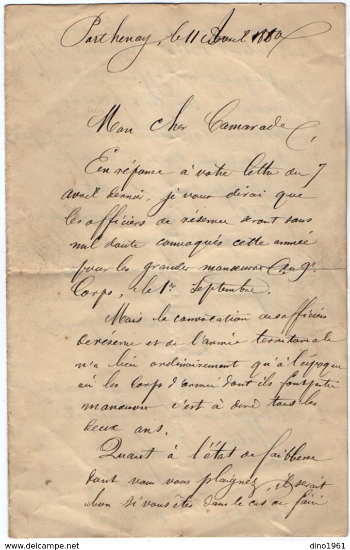 VP13.172 - MILITARIA - Lettre Du Lieutenent LAFERRE à PARTHENAY - Documents