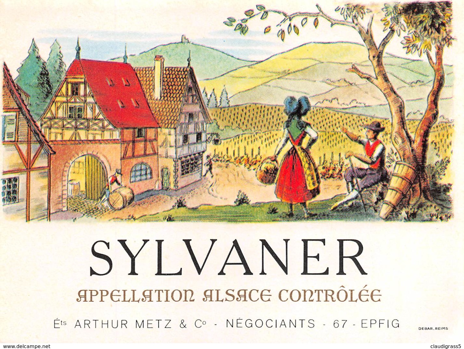 0272 "SYLVANER - APPELLATION ALSACC CONTROLEE" ETICHETTA ORIG. - Altri & Non Classificati