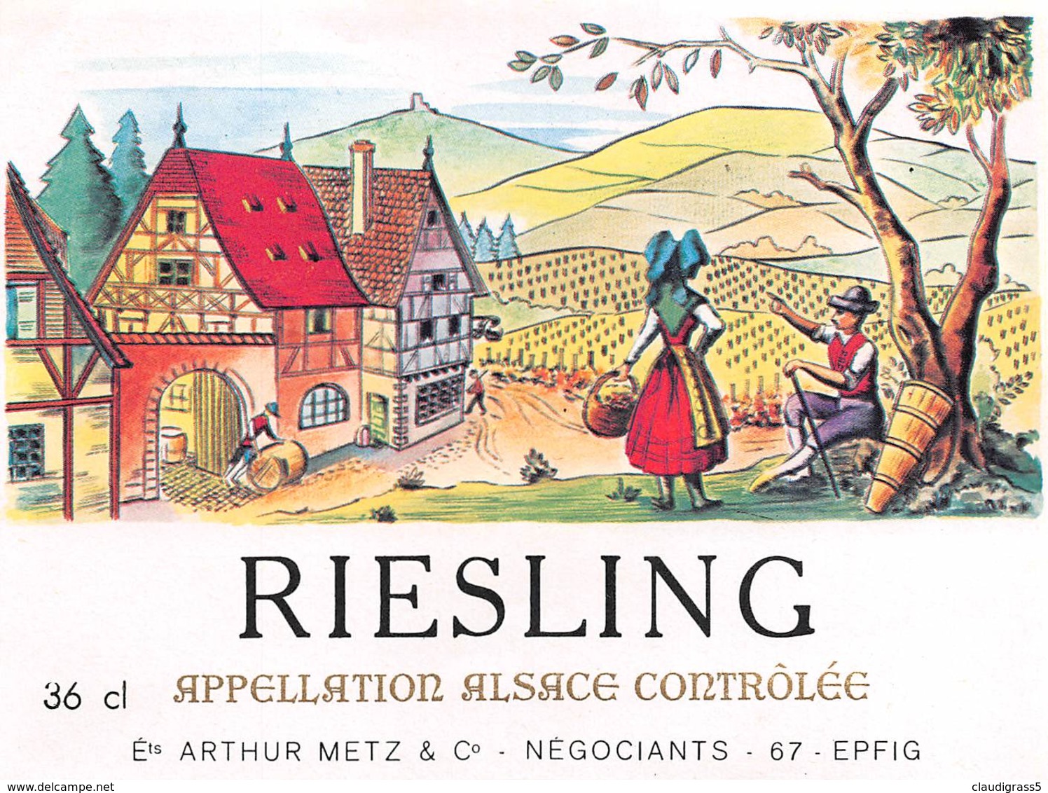 0273 "RIESLING APPELLATION ALSACE CONTROLEE" ETICHETTA ORIG. - Altri & Non Classificati