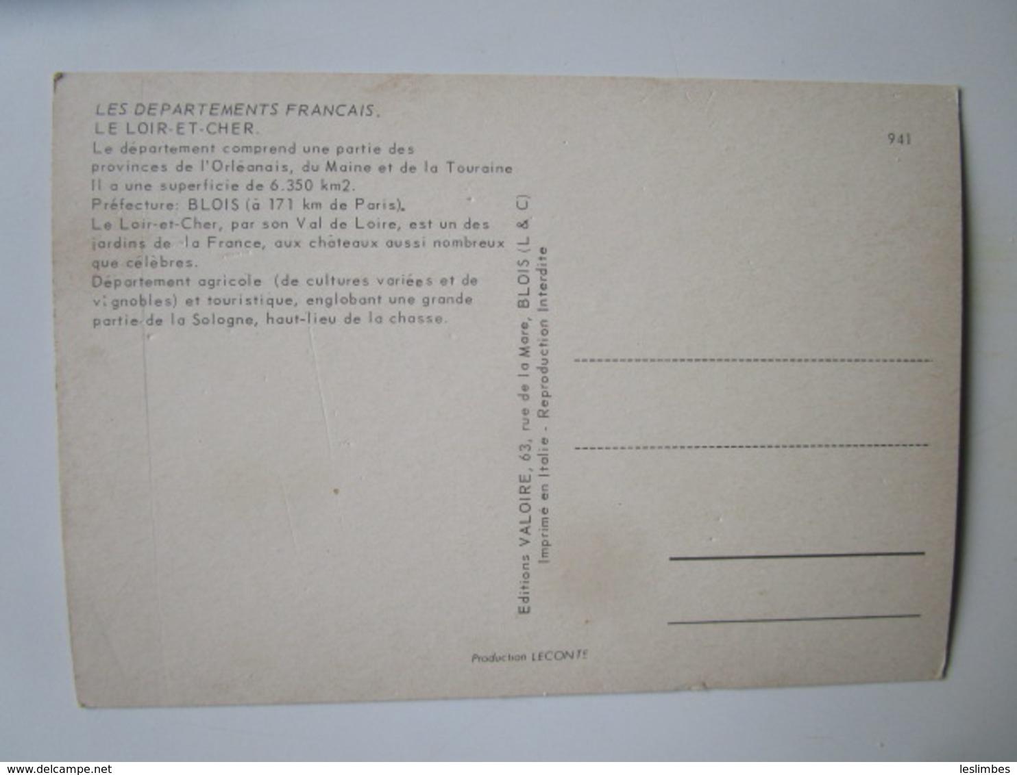 Loir Et Cher. Chambord. Saint Aignan Sur Cher Vendome. Montrichard. Cheverny. Blois. Chaumont. Romorantin. Valoire 941 - Autres & Non Classés