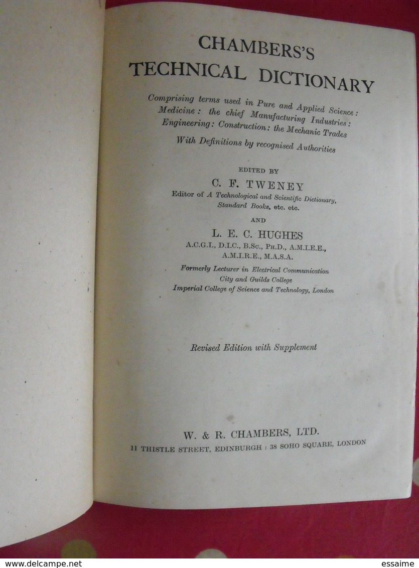Chamber's Technical Dictionary. Tweney, Hughes. 1945 - Linguistique