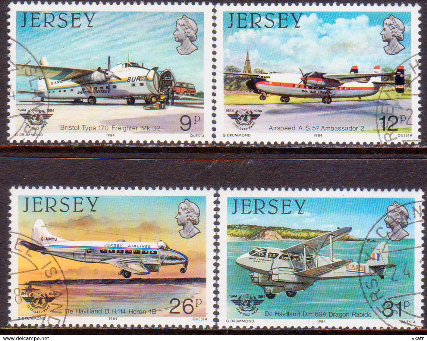 JERSEY 1984 SG #340-43 Compl.set Used Int.Civil Aviation Organization - Jersey