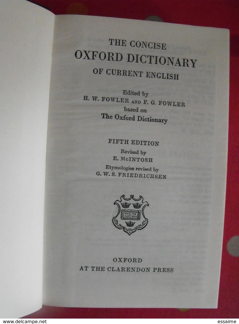 The Concise Oxford Dictionary. 1964. Dictionnaire En Anglais - Schule/Unterricht