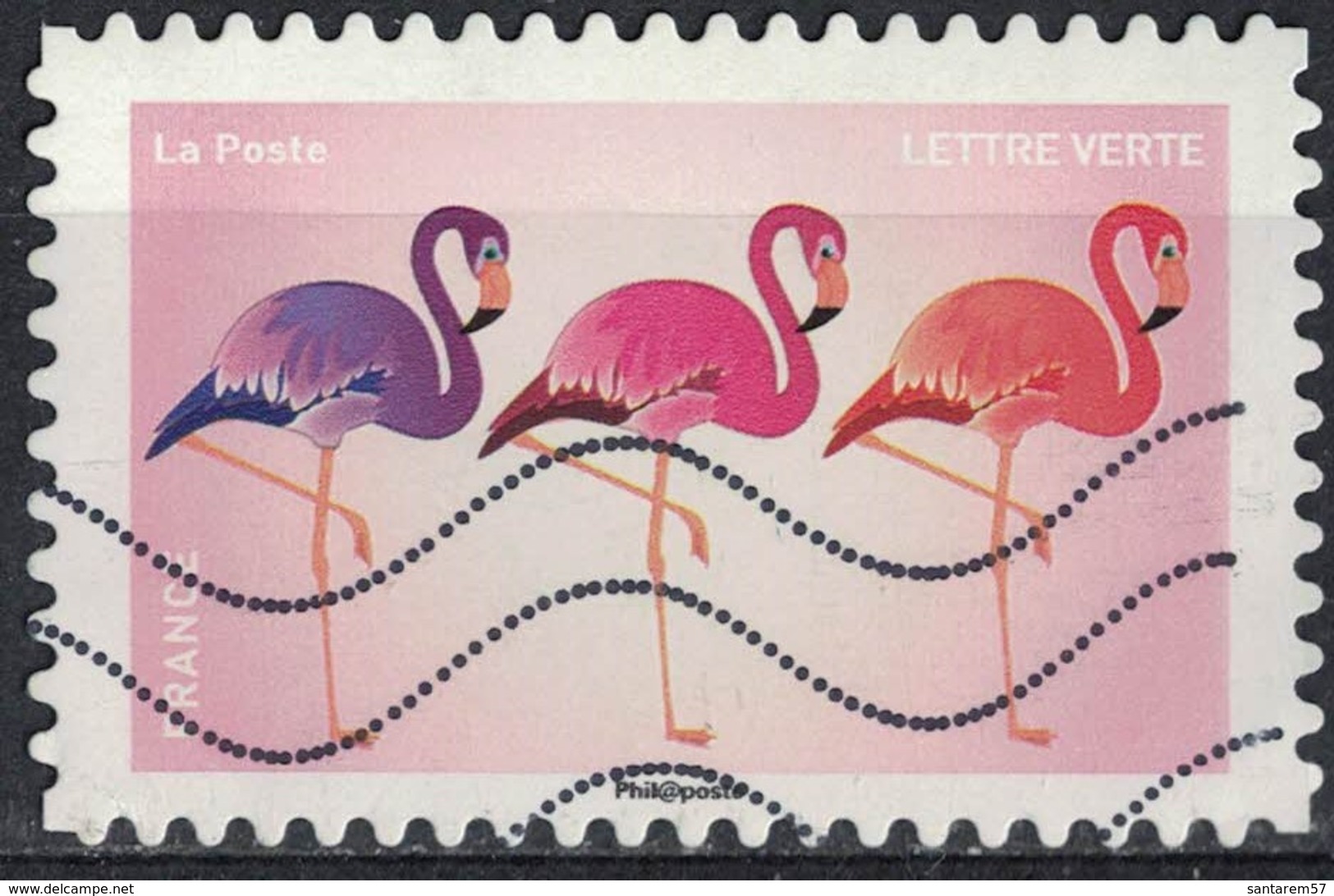 France 2018 Oblitéré Used Emoji Les Messagers De Vos Émotions Flamants Roses Y&T 1567 - Used Stamps