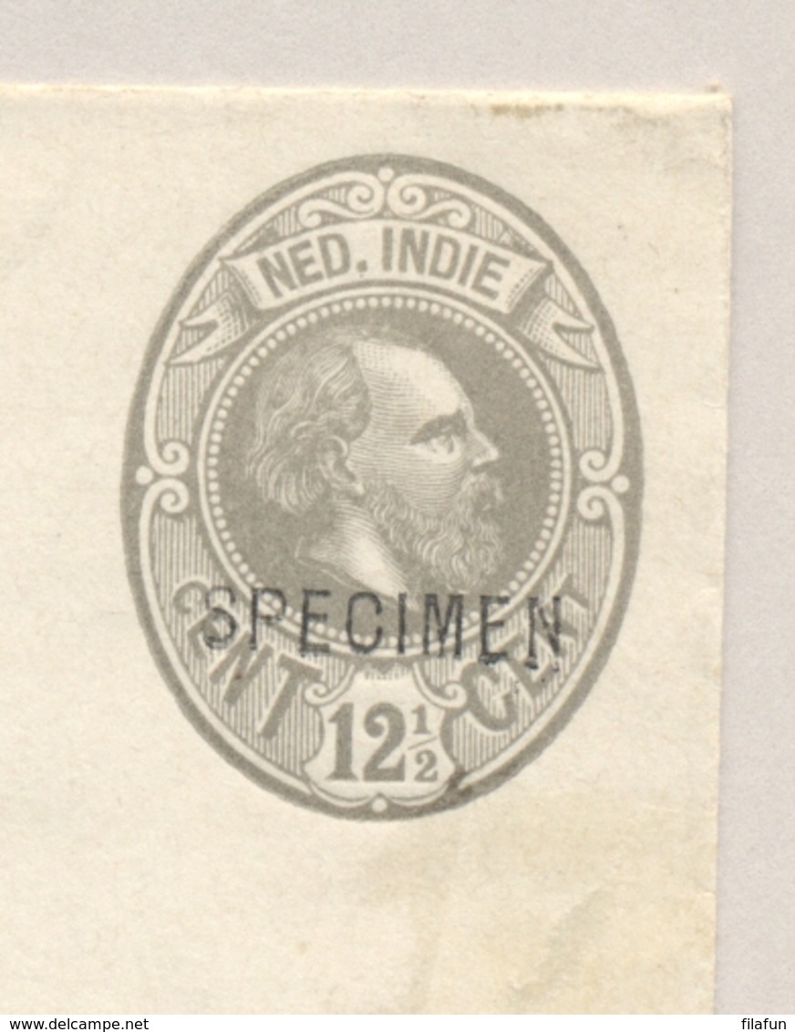 Nederlands Indië - 1886 - 12,5 Cent Willem III, Envelop G7 Met SPECIMEN-opdruk - Ongebruikt - Nederlands-Indië