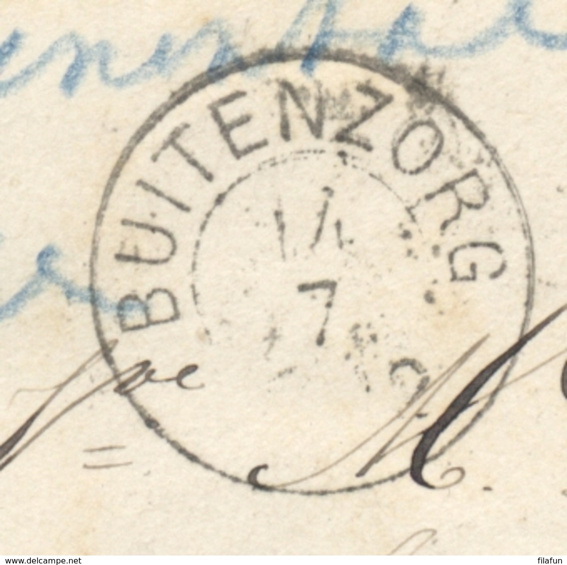 Nederlands Indië - 1892 - 2,5 Cent Cijfer Tanding 11,5x12 Als Bijfrankering Op Envelop G7 Van Buitenzorg Naar Amsterdam - Indie Olandesi